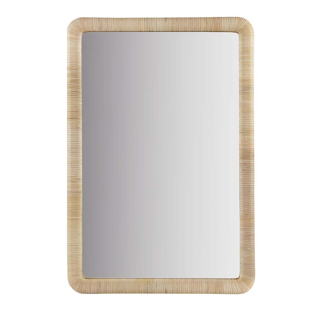 Natural 39 in. W x 26 in. H Rattan Rectangle MDF Framed Mirror Environmenta