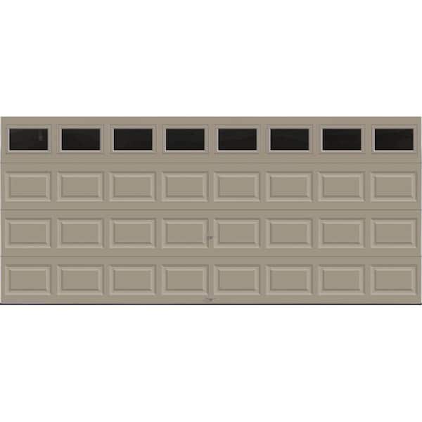 Clopay Classic Steel Short Panel 16ft x 7ft Insulated 12.9 R-Value Sandtone Garage Door with windows