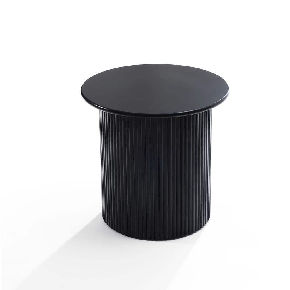 LuxenHome 15.7 Black Round Fluted MDF End Table WHIF2235 - The