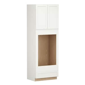 Shaker Full Overlay 33 in. W x 24 in. D x 96 in. H Plywood Assembled Double Oven Kitchen Cabinet in Linen White