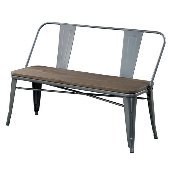 William's Home Furnishing Lela Industrial Style Gray Finish Bench