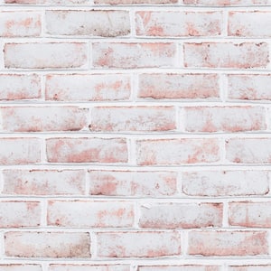 Brick White-Washed Removable Peel and Stick Vinyl Wallpaper, 28 sq. ft.