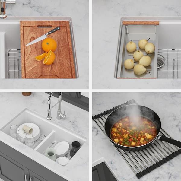 DELUXE DL LIVING 33 in. Undermount Quartz/Granite Composite 50/50