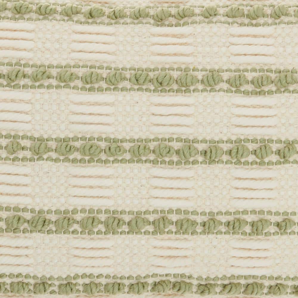 Sage and Ivory Rectangular Embroidered Throw Pillow