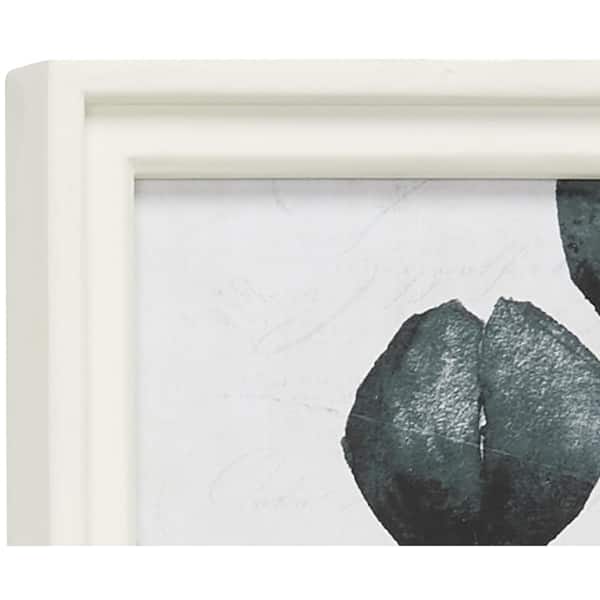 Wood Leaf Framed Wall Art with White Frame Set of 4 Dark Green - Olivia &  May