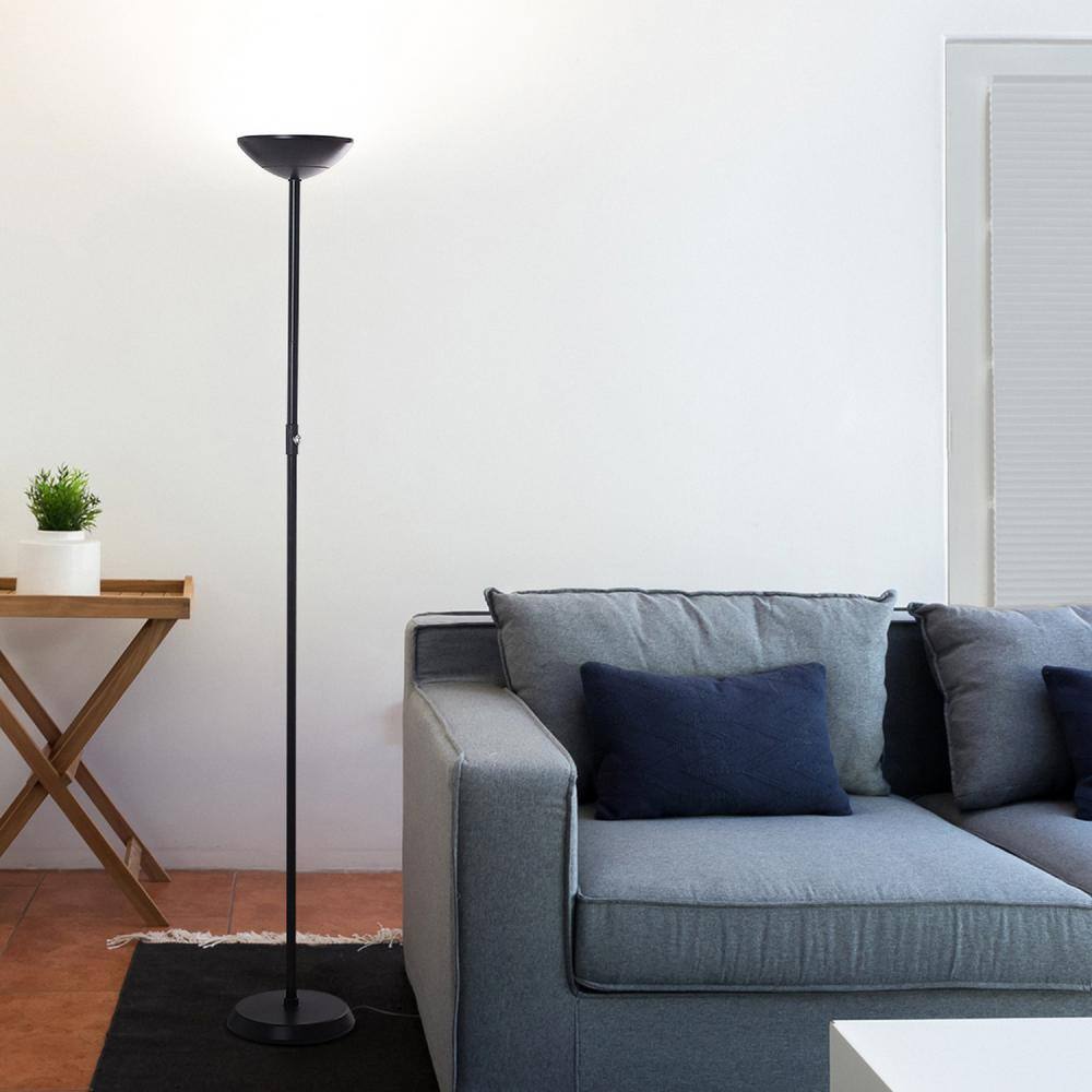 Matte Black 66" Energy-Efficient LED Torchiere for Versatile Use