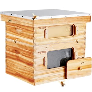 Bee Hive 20 Frame Bee Hives Starter Kit, Beeswax Coated Cedar Wood 1 Deep Plus 1 Medium Bee Boxes Langstroth Beehive Kit