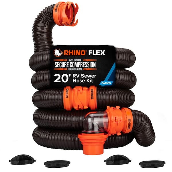 RhinoFLEX 20 ft. RV Sewer Hose Kit with Pre Attached Bayonet Fittings