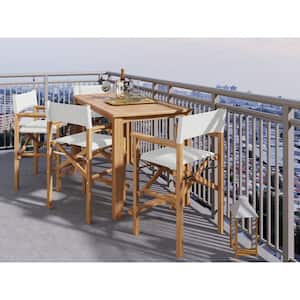 Direceur 5-Piece Teak Rectangle Counter Height Outdoor Dining Set in White