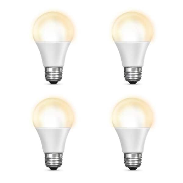 Feit Electric 60-Watt Equivalent A19 Smart Wi-Fi Dimmable E26 LED Light Bulb Works with Alexa/Google Home, Soft White 2700K (4-Pack)