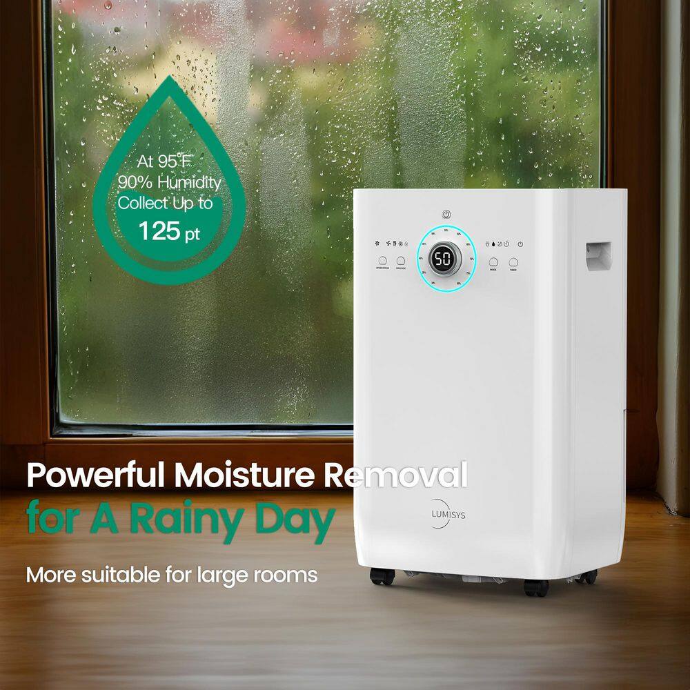 125 Pt White Commercial Dehumidifier with Pump and Auto Defrost