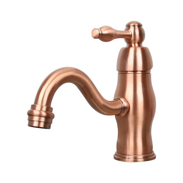 Akicon 4 in. Center Single Handle Single Hole Bathroom Faucet without DeckPlate in Copper