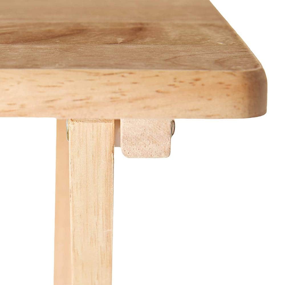 Natural Solid Wood Folding TV Tray Table Set with Storage Rack, 10-Piece