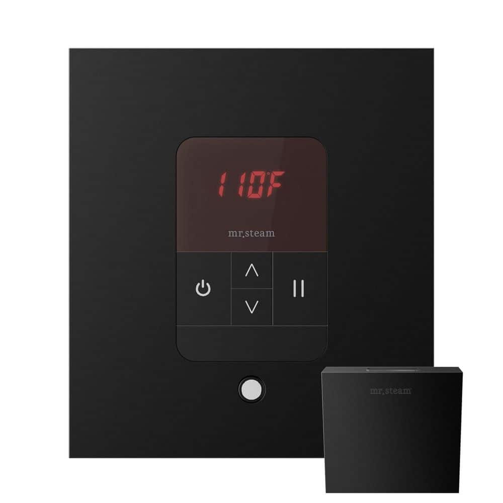 Basic Butler Steam Shower Control Package with Square iTempo Control and Linear Steamhead in Matte Black