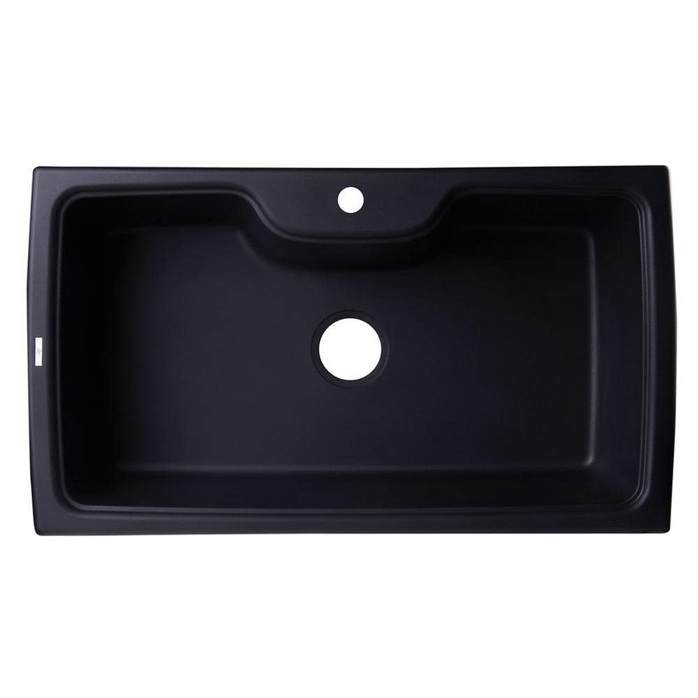 Black Granite 35'' Drop-In Single Bowl Kitchen Sink