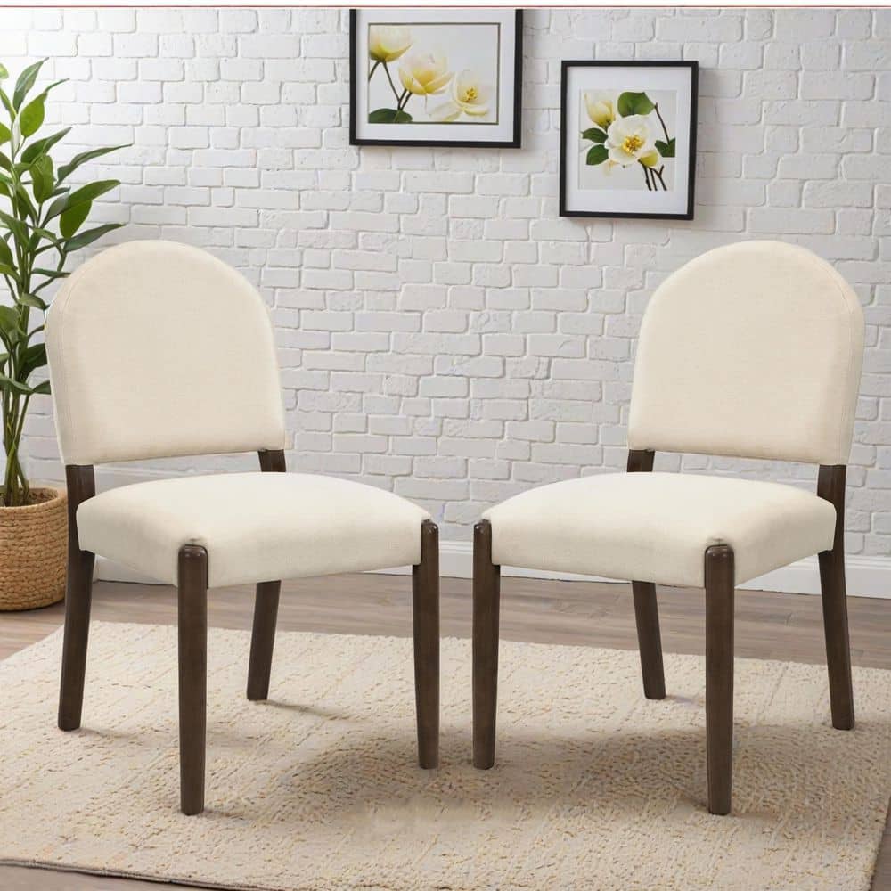 Kara Mid Century Beige+Walnut Polyester Upholstered Dining Chair (Set of 2) price history on PriceWatchPro