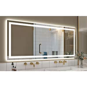 72 in. W x 32 in. H Large Rectangular Frameless Double Lighting Anti-Fog Wall Bathroom Vanity Mirror Super Bright