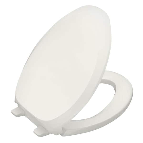 Kohler French Curve Quiet Close Elongated Closed Front Toilet Seat With Grip Tight Bumpers In White K 4713 0 The Home Depot - Kohler Toilet Seat Change