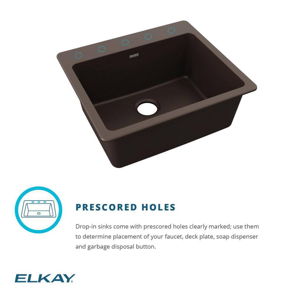 Elkay Black Quartz Single Bowl Drop-In Kitchen Sink