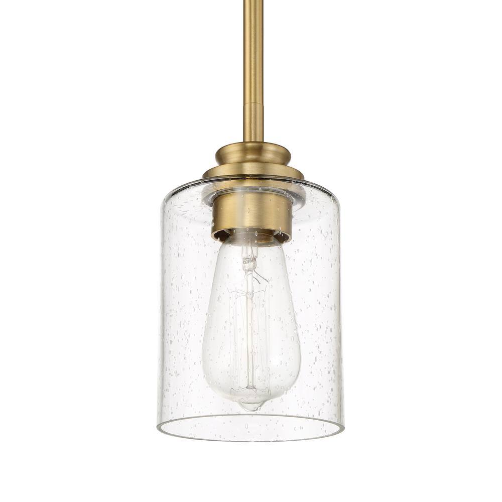Elegant Mini Pendant Light in Satin Brass with Glass Shade