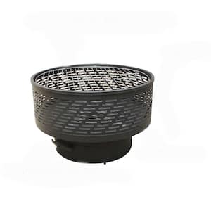 26 in. Wood Burning Light-Weight Portable Outdoor Fire Pit with Faux Wood Lid Backyard Fireplace for Camping Bonfire