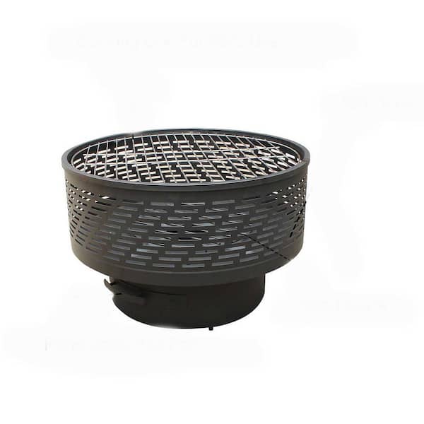 Zeus & Ruta 26 in. Wood Burning Light-Weight Portable Outdoor Fire Pit with Faux Wood Lid Backyard Fireplace for Camping Bonfire