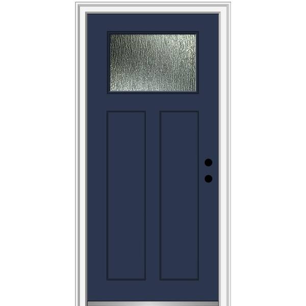 MMI Door 32 in. x 80 in. Left-Hand/Inswing Rain Glass Naval Fiberglass Prehung Front Door on 6-9/16 in. Frame