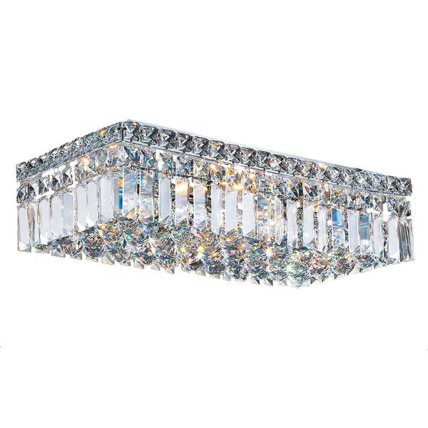 Worldwide Lighting Cascade Collection 4 Light Crystal and Chrome Ceiling Light