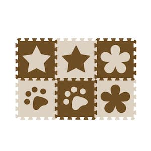 6 Tiles Children's foam floor mat Interlocking Carpet Tiles Play Mat Soft Rugs, 12 x 12 x 0.4 in. cream (6 sq. ft.)