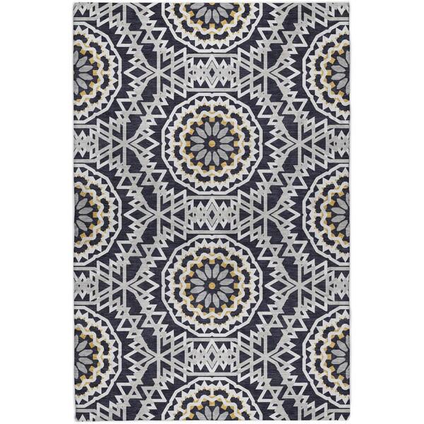 Dream Shag Premium Machine Washable Abstract ADS619 Black 5 ft. x 7 ft. 6 in. Area Rug
