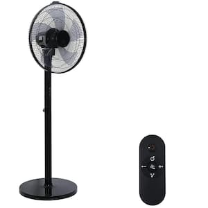 Black 14 in. 12-Speed Pedestal Stand Fan with Remote Control,90 Degree Horizontal,9 Hours Timer