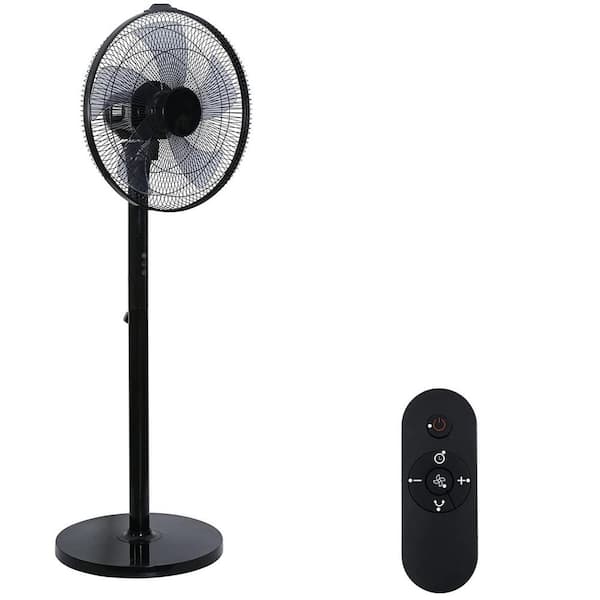 Unbranded Black 14 in. 12-Speed Pedestal Stand Fan with Remote Control,90 Degree Horizontal,9 Hours Timer