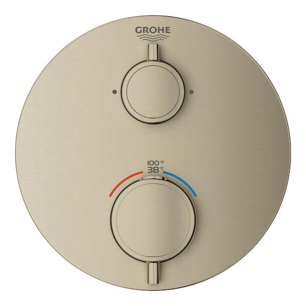 GROHE Grohtherm Dual Function Thermostatic 2-Handle Trim Kit in Brushed Nickel (Valve Not Included)