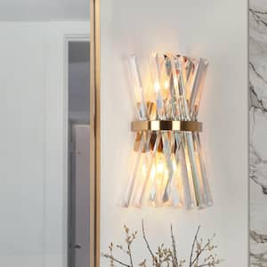 Tadonipkeseismo 2-Light Plating Brass Wall Sconce with Crystal Accent