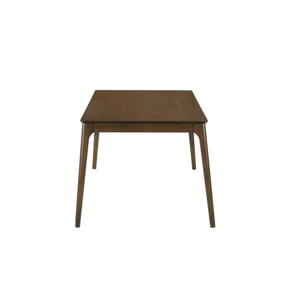 Walnut Wood Dining Table Set with Beige Upholstered Chairs, 7-Piece