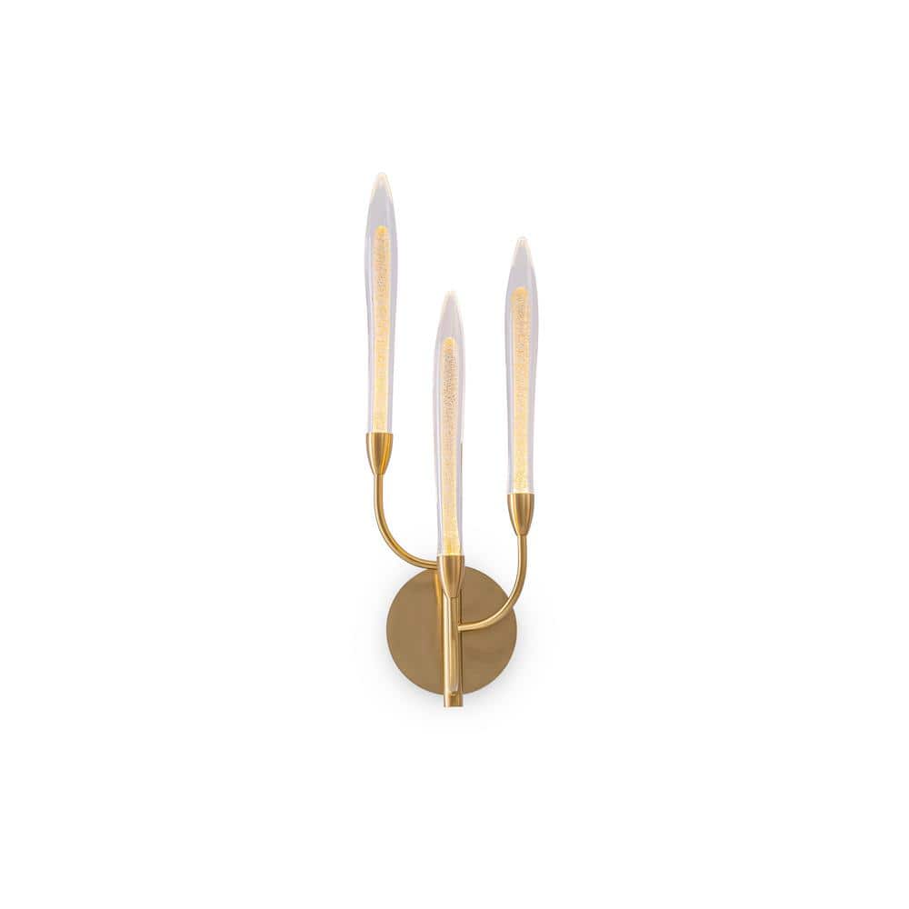 Alina 3-Light Integrated LED Wall Sconce - Brushed Brass, Crystal Shades, Textured Sand Effect - 2700K, 300 Lms price history on PriceWatchPro