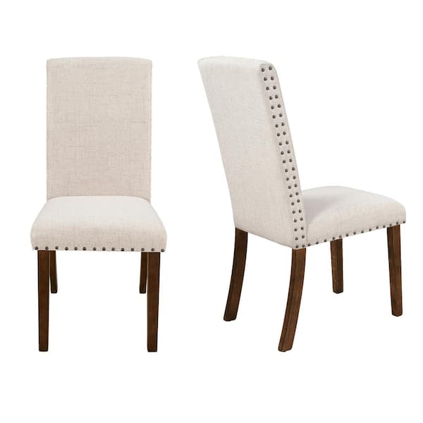 STICKON Beige Linen Dining Chairs (Set of 2)