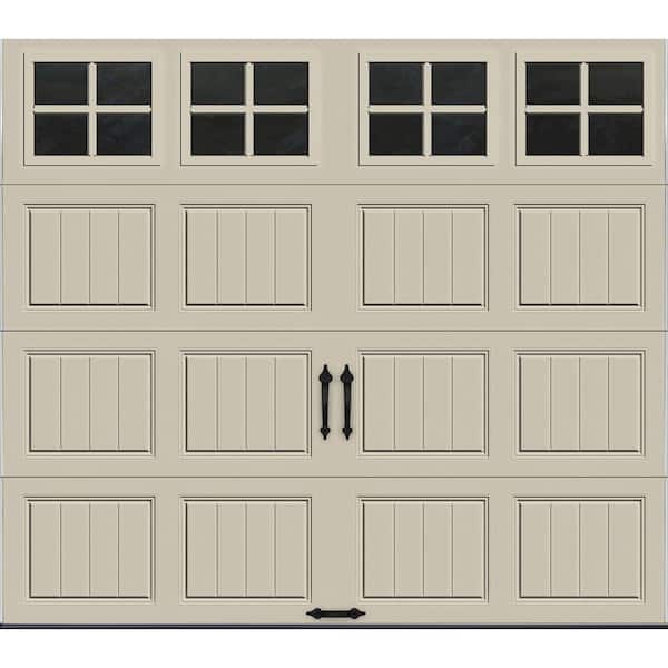 Clopay Gallery Steel Short Panel 9 ft x 7 ft Insulated 6.5 R-Value  Desert Tan Garage Door with SQ22 Windows