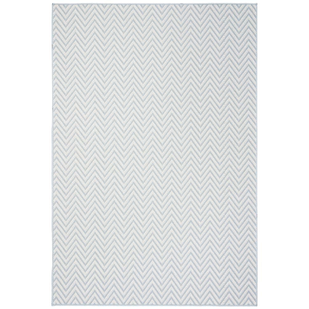 Blue Geometric Flat Woven Rectangular Washable Rug
