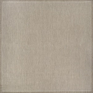 Recife Saddle Stitch Champagne-Taupe 8 ft. x 8 ft. Square Indoor/Outdoor Area Rug