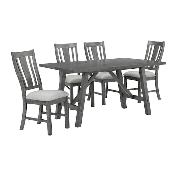 Charlie 5 pc dining set Rustic and Light Gray