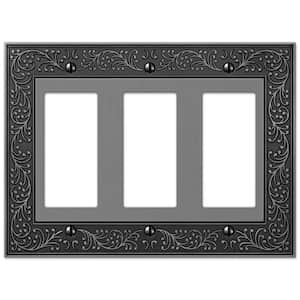 English Garden 3 Gang Rocker Metal Wall Plate - Antique Nickel