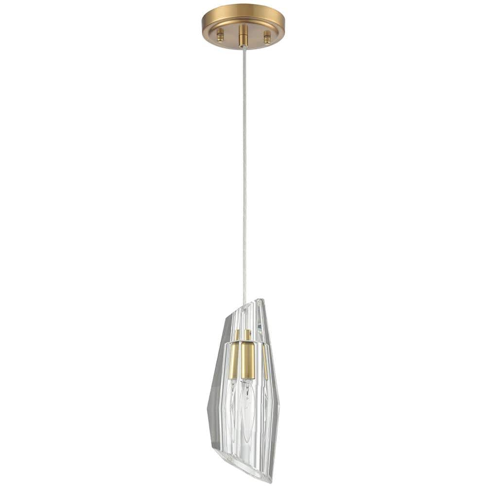 60 Watt 1 Light Gold Finished Shaded Pendant Light with Clear glass Glass Shade and No Bulbs Included price history on PriceWatchPro