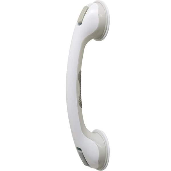 16 in. Sunction Cup Grab Bar for Bathtubs & Showers for Safety Bathroom Assist Handle in White Gray
