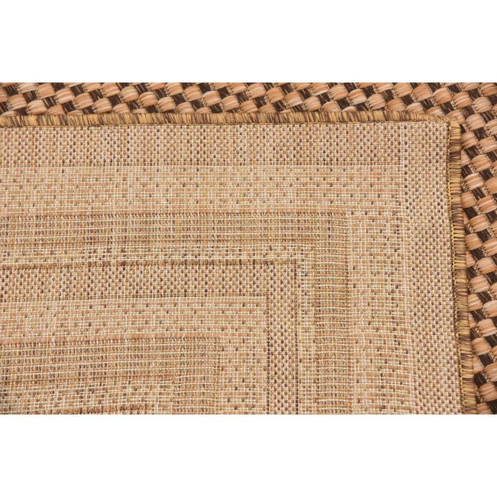 Multi-Brown Synthetic 5x8 Outdoor Border Rug