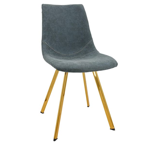 Leisuremod Markley Peacock Blue Faux Leather Dining Chair