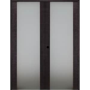 Avanti 64"x 79.375" Right H Active Black Apricot Frosted Glass Full Lite Manufactured Wood Double Prehung French Door