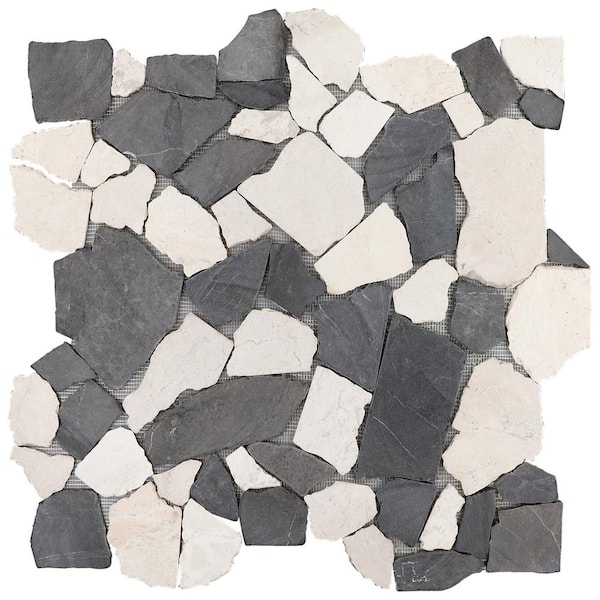 Ivy Hill Tile Countryside Flagstone Island Gray 4 in. x 0.39 in. Honed Marble Mosaic Floor and Wall Tile Sample