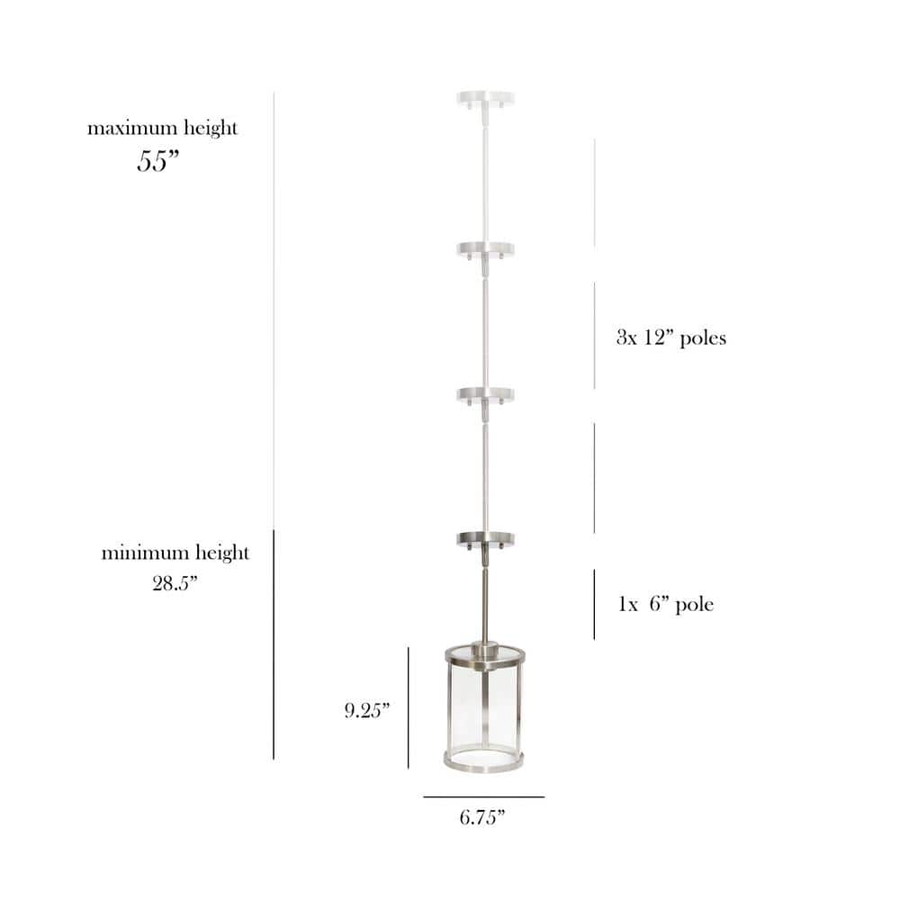 Brushed Nickel Adjustable Farmhouse Glass Pendant Light