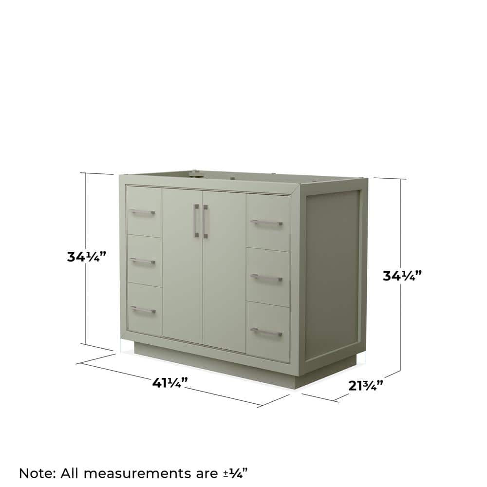 Elegant Icon 42" Light Green Single Freestanding Vanity with Metal Trim